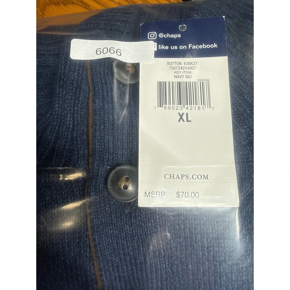Chaps Mens XL Navy Blue Cotton Mock Neck Sweater Elbow Patches NWT 638K27